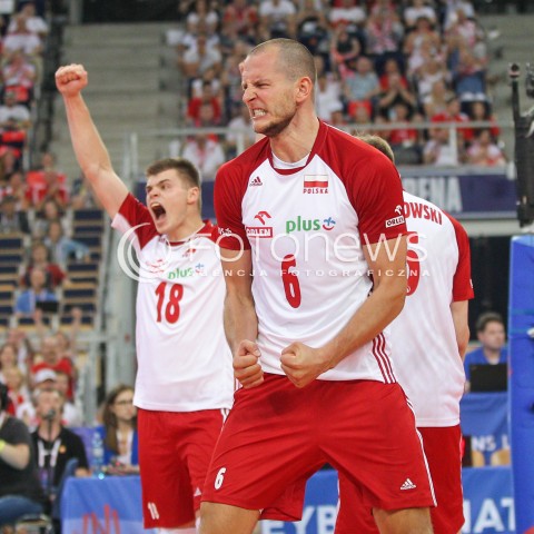  03.06.2018 LODZ <br />SIATKOWKA MEZCZYZN SIATKARSKA LIGA NARODOW MEZCZYZN 2018 <br />FIVB VOLLEYBALL NATIONS LEAGUE 2018 <br />MECZ POLSKA - NIEMCY ( Poland - Germany ) <br />N/Z BARTOSZ KWOLEK BARTOSZ KUREK RADOSC EMOCJE SYLWETKA <br /> 