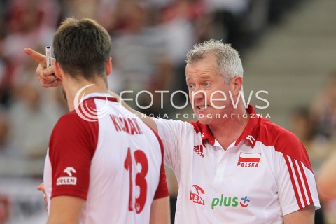  03.06.2018 LODZ <br />SIATKOWKA MEZCZYZN SIATKARSKA LIGA NARODOW MEZCZYZN 2018 <br />FIVB VOLLEYBALL NATIONS LEAGUE 2018 <br />MECZ POLSKA - NIEMCY ( Poland - Germany ) <br />N/Z VITAL HEYNEN - I TRENER ( HEAD COACH ) SYLWETKA ZLOSC EMOCJE MICHAL KUBIAK <br /> 