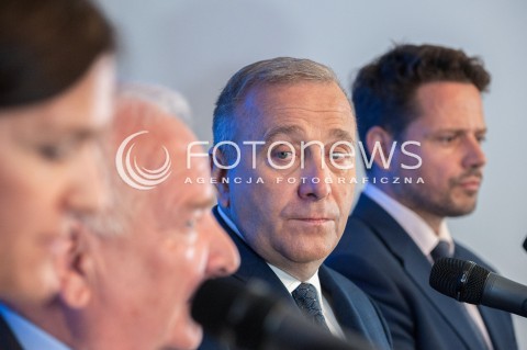  04.06.2018 WARSZAWA<br />KONFERENCJA PO W WARSZAWIE<br />N/Z GRZEGORZ SCHETYNA RAFAL TRZASKOWSKI JOSEPH DAUL<br /> 