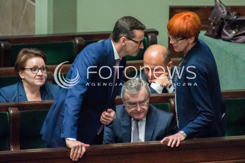  06.06.2018 WARSZAWA<br />POSIEDZENIE SEJMU<br />DEBATA I GLOSOWANIE NAD WNIOSKIEM O WOTUM NIEUFNOSCI DLA MINISTER RODZINY ELZBIETY RAFALSKIEJ I WICEPREMIER BEATY SZYDLO<br />N/Z ELZBIETA RAFALSKA PIOTR GLINSKI PREMIER MATEUSZ MORAWIECKI<br /> 