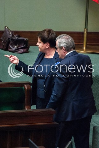  06.06.2018 WARSZAWA<br />POSIEDZENIE SEJMU<br />DEBATA I GLOSOWANIE NAD WNIOSKIEM O WOTUM NIEUFNOSCI DLA MINISTER RODZINY ELZBIETY RAFALSKIEJ I WICEPREMIER BEATY SZYDLO<br />N/Z BEATA SZYDLO PIOTR GLINSKI<br /> 