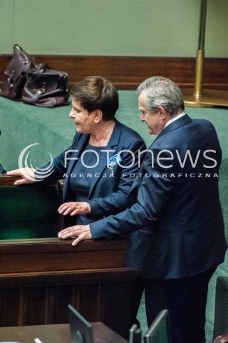  06.06.2018 WARSZAWA<br />POSIEDZENIE SEJMU<br />DEBATA I GLOSOWANIE NAD WNIOSKIEM O WOTUM NIEUFNOSCI DLA MINISTER RODZINY ELZBIETY RAFALSKIEJ I WICEPREMIER BEATY SZYDLO<br />N/Z BEATA SZYDLO PIOTR GLINSKI<br /> 