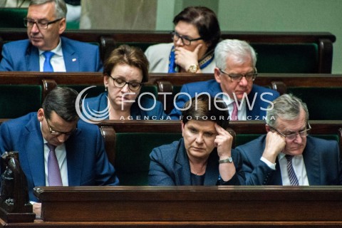  06.06.2018 WARSZAWA<br />POSIEDZENIE SEJMU<br />DEBATA I GLOSOWANIE NAD WNIOSKIEM O WOTUM NIEUFNOSCI DLA MINISTER RODZINY ELZBIETY RAFALSKIEJ I WICEPREMIER BEATY SZYDLO<br />N/Z PREMIER MATEUSZ MORAWIECKI BEATA SZYDLO PIOTR GLINSKI ANNA ZALEWSKA JACEK CZAPUTOWICZ<br /> 