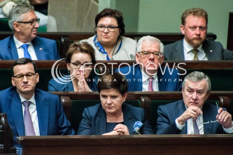  06.06.2018 WARSZAWA<br />POSIEDZENIE SEJMU<br />DEBATA I GLOSOWANIE NAD WNIOSKIEM O WOTUM NIEUFNOSCI DLA MINISTER RODZINY ELZBIETY RAFALSKIEJ I WICEPREMIER BEATY SZYDLO<br />N/Z PREMIER MATEUSZ MORAWIECKI BEATA SZYDLO PIOTR GLINSKI ANNA ZALEWSKA JACEK CZAPUTOWICZ<br /> 
