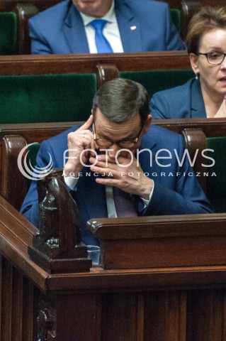  06.06.2018 WARSZAWA<br />POSIEDZENIE SEJMU<br />DEBATA I GLOSOWANIE NAD WNIOSKIEM O WOTUM NIEUFNOSCI DLA MINISTER RODZINY ELZBIETY RAFALSKIEJ I WICEPREMIER BEATY SZYDLO<br />N/Z PREMIER MATEUSZ MORAWIECKI<br /> 