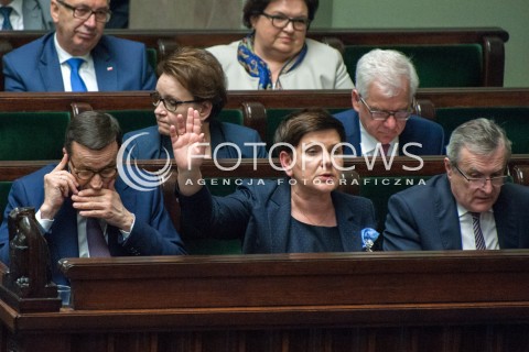  06.06.2018 WARSZAWA<br />POSIEDZENIE SEJMU<br />DEBATA I GLOSOWANIE NAD WNIOSKIEM O WOTUM NIEUFNOSCI DLA MINISTER RODZINY ELZBIETY RAFALSKIEJ I WICEPREMIER BEATY SZYDLO<br />N/Z PREMIER MATEUSZ MORAWIECKI BEATA SZYDLO PIOTR GLINSKI<br /> 