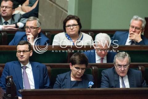  06.06.2018 WARSZAWA<br />POSIEDZENIE SEJMU<br />DEBATA I GLOSOWANIE NAD WNIOSKIEM O WOTUM NIEUFNOSCI DLA MINISTER RODZINY ELZBIETY RAFALSKIEJ I WICEPREMIER BEATY SZYDLO<br />N/Z PREMIER MATEUSZ MORAWIECKI BEATA SZYDLO PIOTR GLINSKI<br /> 