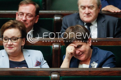  07.06.2018 WARSZAWA SEJM <br />POSIEDZENIE SEJMU<br />N/Z ANNA ZALEWSKA BEATA SZYDLO<br /> 