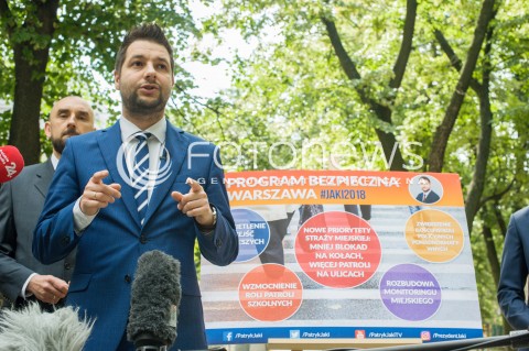  14.06.2018 WARSZAWA<br />KONFERENCJA PATRYKA JAKIEGO BEZPIECZNA WARSZAWA<br />N/Z PATRYK JAKI<br /> 