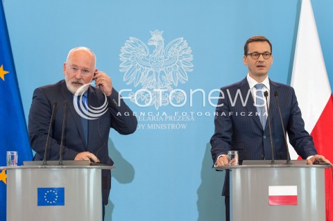 18.06.2018 WARSZAWA<br />SPOTKANIE MATEUSZA MORAWIECKIEGO Z FRANSEM TIMMERMANSEM W WARSZAWIE<br />N/Z PREMIER MATEUSZ MORAWIECKI FRANS TIMMERMANS<br /> 