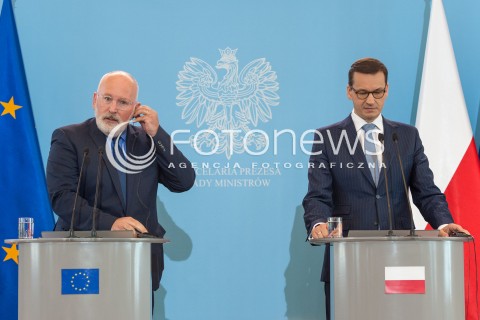  18.06.2018 WARSZAWA<br />SPOTKANIE MATEUSZA MORAWIECKIEGO Z FRANSEM TIMMERMANSEM W WARSZAWIE<br />N/Z PREMIER MATEUSZ MORAWIECKI FRANS TIMMERMANS<br /> 