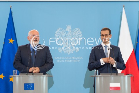  18.06.2018 WARSZAWA<br />SPOTKANIE MATEUSZA MORAWIECKIEGO Z FRANSEM TIMMERMANSEM W WARSZAWIE<br />N/Z PREMIER MATEUSZ MORAWIECKI FRANS TIMMERMANS<br /> 