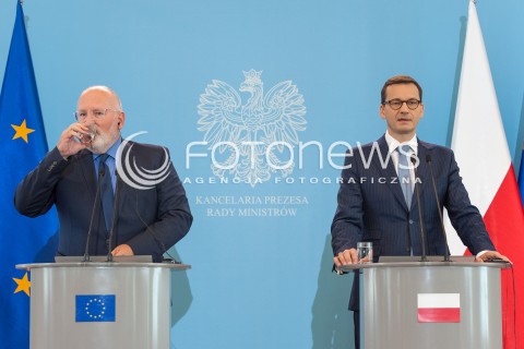  18.06.2018 WARSZAWA<br />SPOTKANIE MATEUSZA MORAWIECKIEGO Z FRANSEM TIMMERMANSEM W WARSZAWIE<br />N/Z PREMIER MATEUSZ MORAWIECKI FRANS TIMMERMANS<br /> 
