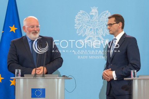  18.06.2018 WARSZAWA<br />SPOTKANIE MATEUSZA MORAWIECKIEGO Z FRANSEM TIMMERMANSEM W WARSZAWIE<br />N/Z PREMIER MATEUSZ MORAWIECKI FRANS TIMMERMANS<br /> 