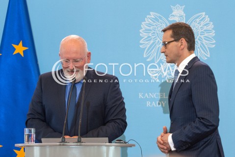  18.06.2018 WARSZAWA<br />SPOTKANIE MATEUSZA MORAWIECKIEGO Z FRANSEM TIMMERMANSEM W WARSZAWIE<br />N/Z PREMIER MATEUSZ MORAWIECKI FRANS TIMMERMANS<br /> 