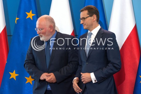  18.06.2018 WARSZAWA<br />SPOTKANIE MATEUSZA MORAWIECKIEGO Z FRANSEM TIMMERMANSEM W WARSZAWIE<br />N/Z PREMIER MATEUSZ MORAWIECKI FRANS TIMMERMANS<br /> 