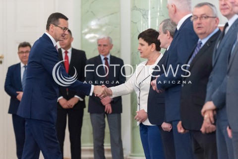  20.06.2018 WARSZAWA<br />NOMINACJA NOWEGO MINISTRA ROLNICTWA I ROZWOJU WSI<br />N/Z PREMIER MATEUSZ MORAWIECKI BEATA SZYDLO PIOTR GLINSKI<br /> 