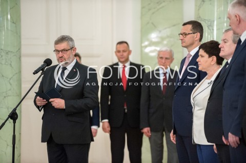  20.06.2018 WARSZAWA<br />NOMINACJA NOWEGO MINISTRA ROLNICTWA I ROZWOJU WSI<br />N/Z JAN ARDANOWSKI MATEUSZ MORAWIECKI BEATA SZYDLO PIOTR GLINSKI PIOTR NAIMSKI<br /> 