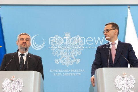  20.06.2018 WARSZAWA<br />KONFERENCJA PREMIERA I MINISTRA ROLNICTWA NA TEMAT SUSZY<br />N/Z PREMIER MATEUSZ MORAWIECKI JAN ARDANOWSKI<br /> 
