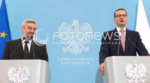  20.06.2018 WARSZAWA<br />KONFERENCJA PREMIERA I MINISTRA ROLNICTWA NA TEMAT SUSZY<br />N/Z PREMIER MATEUSZ MORAWIECKI JAN ARDANOWSKI<br /> 