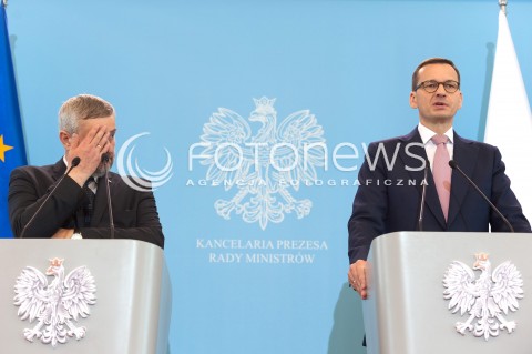  20.06.2018 WARSZAWA<br />KONFERENCJA PREMIERA I MINISTRA ROLNICTWA NA TEMAT SUSZY<br />N/Z PREMIER MATEUSZ MORAWIECKI JAN ARDANOWSKI<br /> 