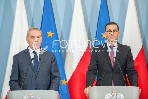  26.06.2018 WARSZAWA<br />KONFERENCJA ZMIANY LEGISLACYJNE W ZAKRESIE GOSPODAROWANIA ODPADAMI<br />N/Z PREMIER MATEUSZ MORAWIECKI HENRYK KOWALCZYK<br /> 