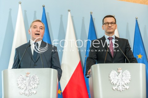  26.06.2018 WARSZAWA<br />KONFERENCJA ZMIANY LEGISLACYJNE W ZAKRESIE GOSPODAROWANIA ODPADAMI<br />N/Z PREMIER MATEUSZ MORAWIECKI HENRYK KOWALCZYK<br /> 