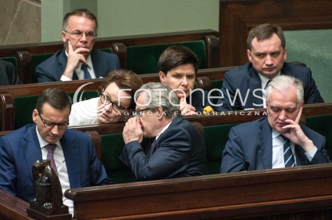  27.06.2018 WARSZAWA SEJM<br />POSIEDZENIE SEJMU<br />N/Z ANNA ZALEWSKA PIOTR GLINSKI PREMIER MATEUSZ MORAWIECKI JAROSLAW GOWIN BEATA SZYDLO ZBIGNIEW ZIOBRO<br /> 