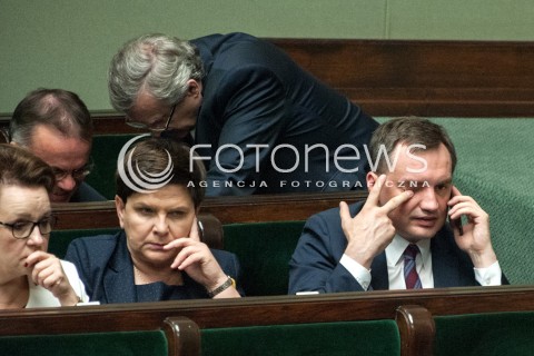  27.06.2018 WARSZAWA SEJM<br />POSIEDZENIE SEJMU<br />N/Z ZBIGNIEW ZIOBRO BEATA SZYDLO<br /> 