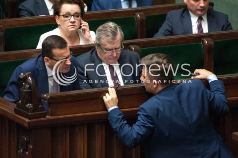  27.06.2018 WARSZAWA SEJM<br />POSIEDZENIE SEJMU<br />N/Z PREMIER MATEUSZ MORAWIECKI PIOTR GLINSKI MICHAL DWORCZYK<br /> 