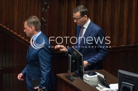  27.06.2018 WARSZAWA SEJM<br />POSIEDZENIE SEJMU<br />N/Z PREMIER MATEUSZ MORAWIECKI MARIUSZ BLASZCZAK<br /> 
