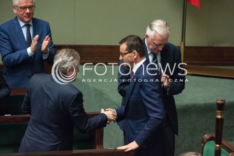  27.06.2018 WARSZAWA SEJM<br />POSIEDZENIE SEJMU<br />N/Z PREMIER MATEUSZ MORAWIECKI PIOTR GLINSKI JAROSLAW GOWIN<br /> 