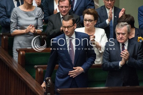  27.06.2018 WARSZAWA SEJM<br />POSIEDZENIE SEJMU<br />N/Z PREMIER MATEUSZ MORAWIECKI PIOTR GLINSKI ANNA ZALEWSKA<br /> 