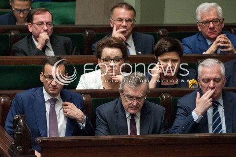  27.06.2018 WARSZAWA SEJM<br />POSIEDZENIE SEJMU<br />N/Z PREMIER MATEUSZ MORAWIECKI PIOTR GLINSKI JAROSLAW GOWIN ANNA ZALEWSKA BEATA SZYDLO MARIUSZ KAMINSKI JACEK CZAPUTOWICZ JAROSLAW SELLIN<br /> 