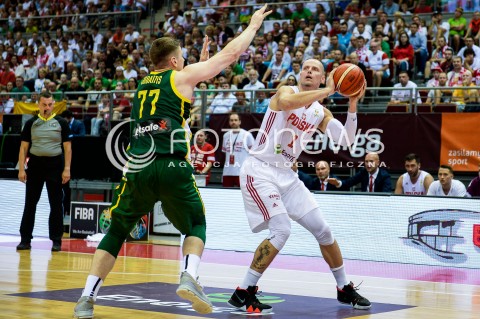  28.06.2018 GDANSK SOPOT<br />
KOSZYKOWKA - KWALIFIKACJE DO MISTRZOSTW SWIATA 2019<br />
BASKETBALL - WORLD CHAMPIONSHIPS 2019 QUALIFICATION ROUND<br />
POLSKA - LITWA<br />
(poland - lithuania)<br />
N/Z MACIEJ LAMPE<br />
 