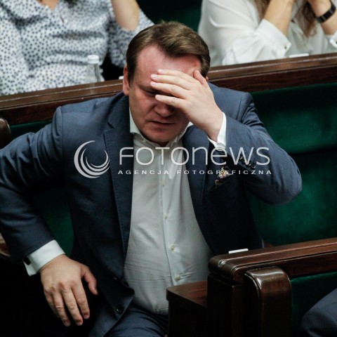  03.07.2018 WARSZAWA SEJM <br />POSIEDZENIE SEJMU <br />N/Z DOMINIK TARCZYNSKI EMOCJE<br /> 