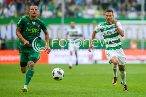  27.07.2018 GDANSK<br />
PILKA NOZNA - EKSTRAKLASA SEZON 2018/2019<br />
MECZ LECHIA GDANSK -  SLASK WROCLAW<br />
N/Z MATEUSZ CHOLEWIAK MICHAL MAK<br />
 