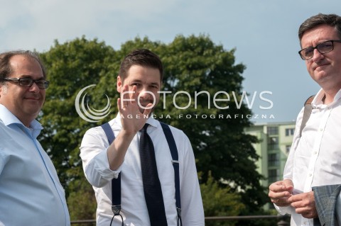  03.08.2018 WARSZAWA<br />KONFERENCJA PATRYKA JAKIEGO KANDYDATA NA PREZYDENTA WARSZAWY<br />N/Z PATRYK JAKI MAREK GROBARCZYK PRZEMYSLAW DACA<br /> 
