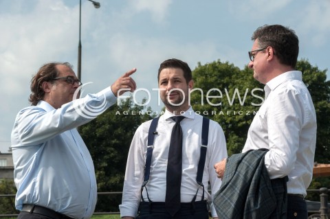  03.08.2018 WARSZAWA<br />KONFERENCJA PATRYKA JAKIEGO KANDYDATA NA PREZYDENTA WARSZAWY<br />N/Z PATRYK JAKI MAREK GROBARCZYK PRZEMYSLAW DACA<br /> 