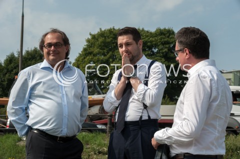  03.08.2018 WARSZAWA<br />KONFERENCJA PATRYKA JAKIEGO KANDYDATA NA PREZYDENTA WARSZAWY<br />N/Z PATRYK JAKI MAREK GROBARCZYK PRZEMYSLAW DACA<br /> 