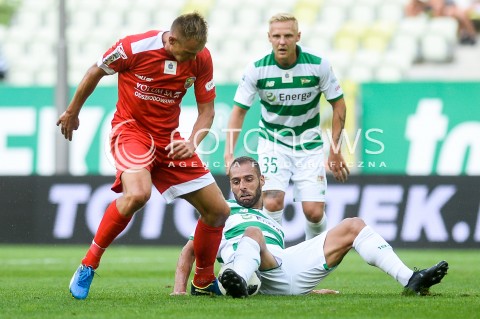  10.08.2018 GDANSK<br />
PILKA NOZNA - EKSTRAKLASA SEZON 2018/2019<br />
MECZ LECHIA GDANSK -  MIEDZ LEGNICA<br />
N/Z MATEUSZ PIATKOWSKI FLAVIO PAIXAO DANIEL LUKASIK<br />
 