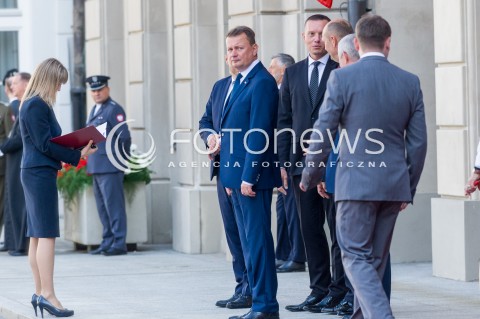  15.08.2018 WARSZAWA PALAC PREZYDENCKI<br />OBCHODY SWIETA WOJSKA POLSKIEGO<br />UROCZYSTOSC WRECZENIA NOMINACJI GENERALSKICH I ODZNACZEN  PANSTWOWYCH<br />N/Z MINISTER OBRONY NARODOWEJ MARIUSZ BLASZCZAK<br /> 