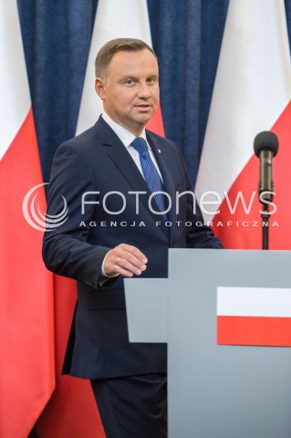  16.08.2018 WARSZAWA<br />OGLOSZENIE PRZEZ PREZYDENTA DECYZJI O WETO W SPRAWIE ZMIANY ORDYNACJI WYBORCZEJ<br />N/Z PREZYDENT RP ANDRZEJ DUDA<br /> 