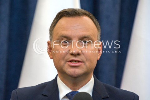  16.08.2018 WARSZAWA<br />OGLOSZENIE PRZEZ PREZYDENTA DECYZJI O WETO W SPRAWIE ZMIANY ORDYNACJI WYBORCZEJ<br />N/Z PREZYDENT RP ANDRZEJ DUDA<br /> 