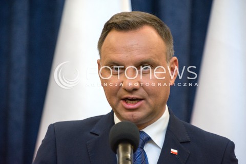  16.08.2018 WARSZAWA<br />OGLOSZENIE PRZEZ PREZYDENTA DECYZJI O WETO W SPRAWIE ZMIANY ORDYNACJI WYBORCZEJ<br />N/Z PREZYDENT RP ANDRZEJ DUDA<br /> 