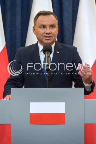  16.08.2018 WARSZAWA<br />OGLOSZENIE PRZEZ PREZYDENTA DECYZJI O WETO W SPRAWIE ZMIANY ORDYNACJI WYBORCZEJ<br />N/Z PREZYDENT RP ANDRZEJ DUDA<br /> 