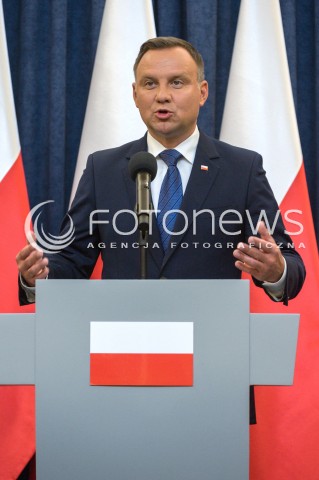  16.08.2018 WARSZAWA<br />OGLOSZENIE PRZEZ PREZYDENTA DECYZJI O WETO W SPRAWIE ZMIANY ORDYNACJI WYBORCZEJ<br />N/Z PREZYDENT RP ANDRZEJ DUDA<br /> 