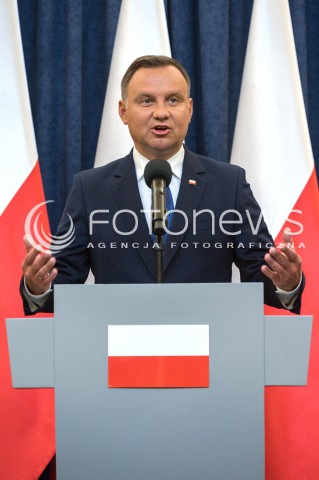  16.08.2018 WARSZAWA<br />OGLOSZENIE PRZEZ PREZYDENTA DECYZJI O WETO W SPRAWIE ZMIANY ORDYNACJI WYBORCZEJ<br />N/Z PREZYDENT RP ANDRZEJ DUDA<br /> 