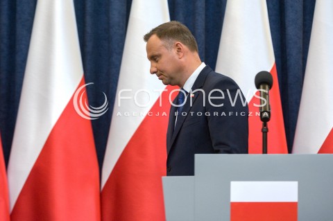  16.08.2018 WARSZAWA<br />OGLOSZENIE PRZEZ PREZYDENTA DECYZJI O WETO W SPRAWIE ZMIANY ORDYNACJI WYBORCZEJ<br />N/Z PREZYDENT RP ANDRZEJ DUDA<br /> 