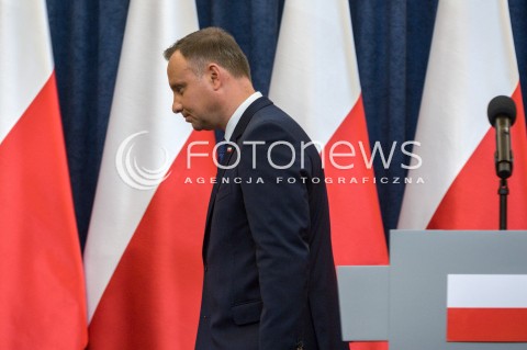  16.08.2018 WARSZAWA<br />OGLOSZENIE PRZEZ PREZYDENTA DECYZJI O WETO W SPRAWIE ZMIANY ORDYNACJI WYBORCZEJ<br />N/Z PREZYDENT RP ANDRZEJ DUDA<br /> 